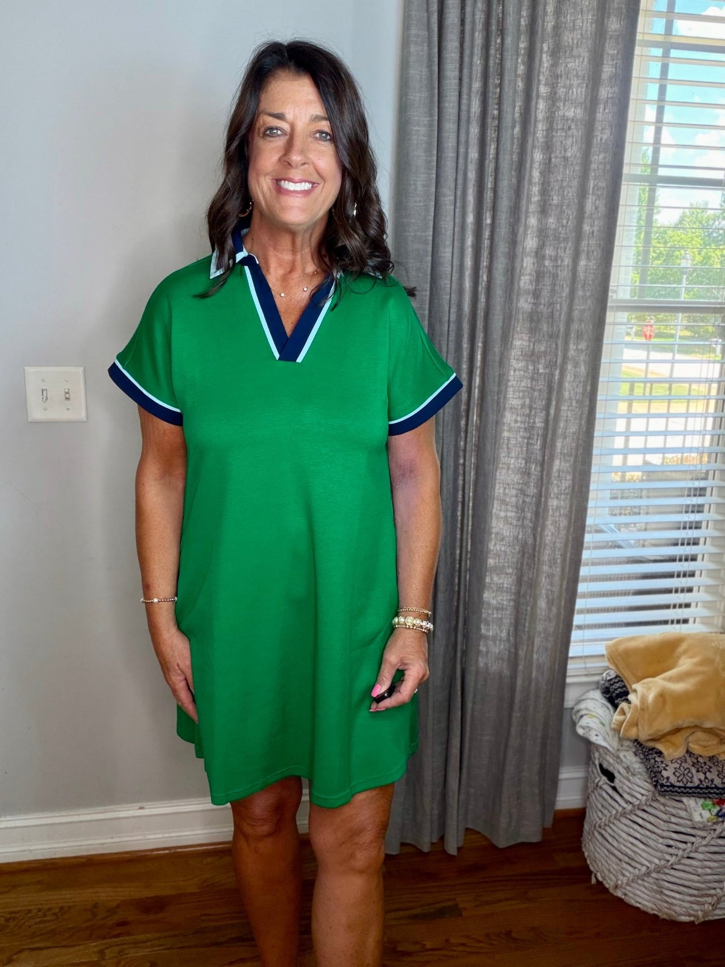 Green Contrast Dress - Simply Pink Boutique