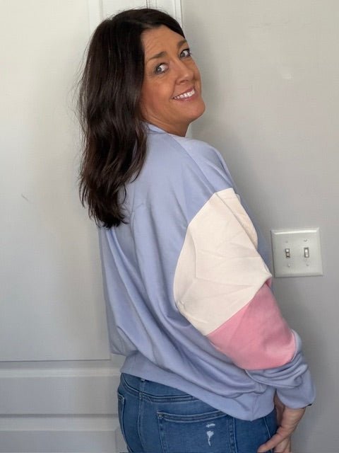Half Zip Color Block Sweatshirt - Simply Pink Boutique