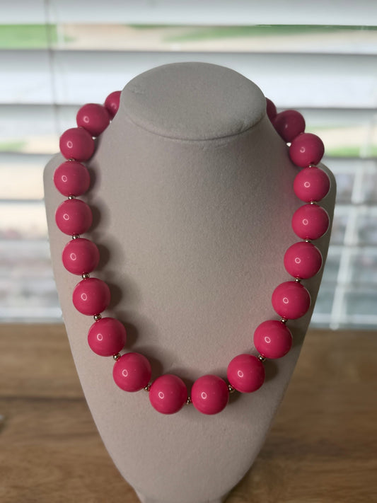 Hot Pink Beaded Necklace - Simply Pink Boutique