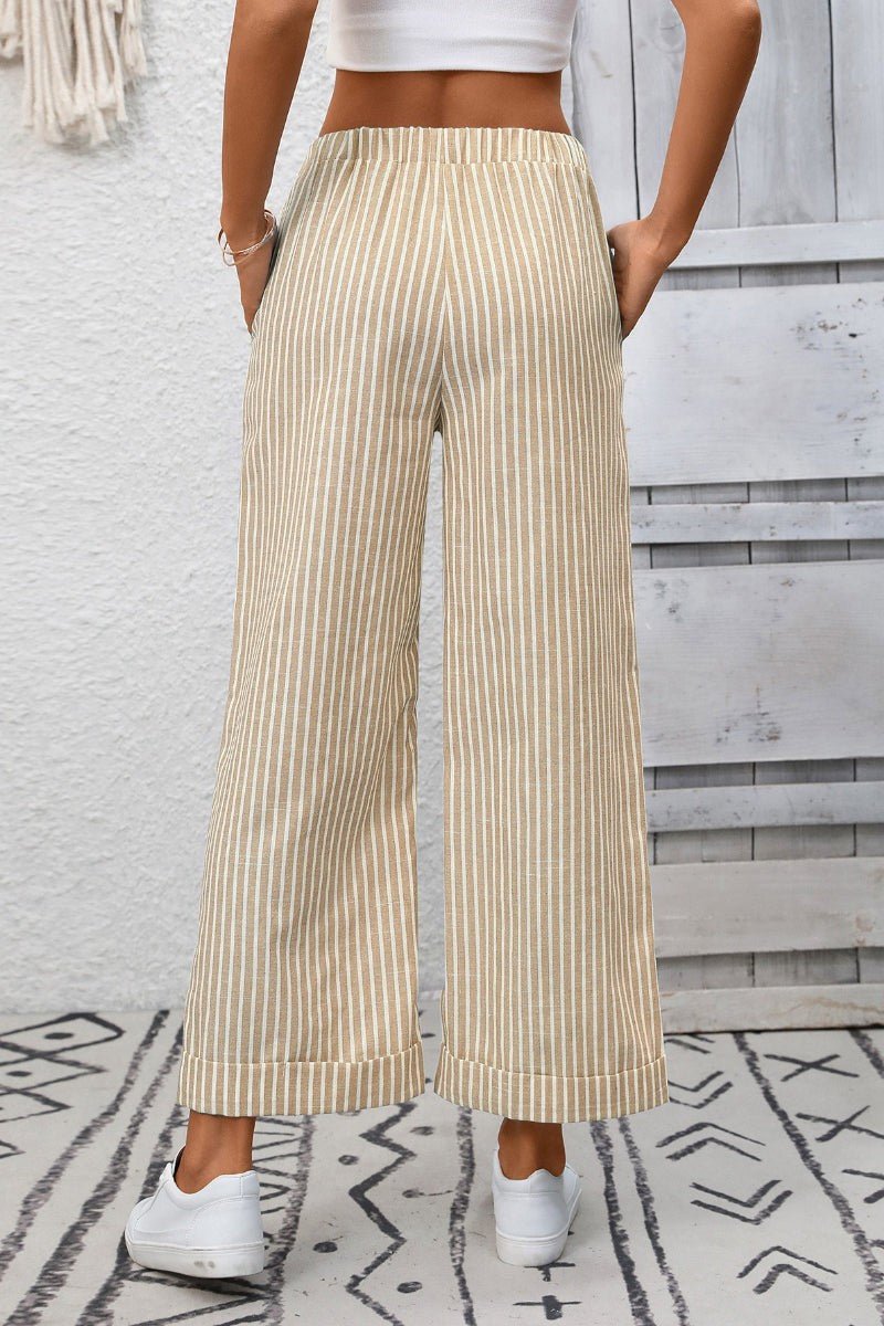 Khaki Striped Pants - Simply Pink Boutique