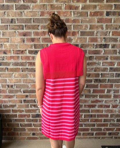 Knit Scarf Tie Detail Dress - Red - Simply Pink Boutique
