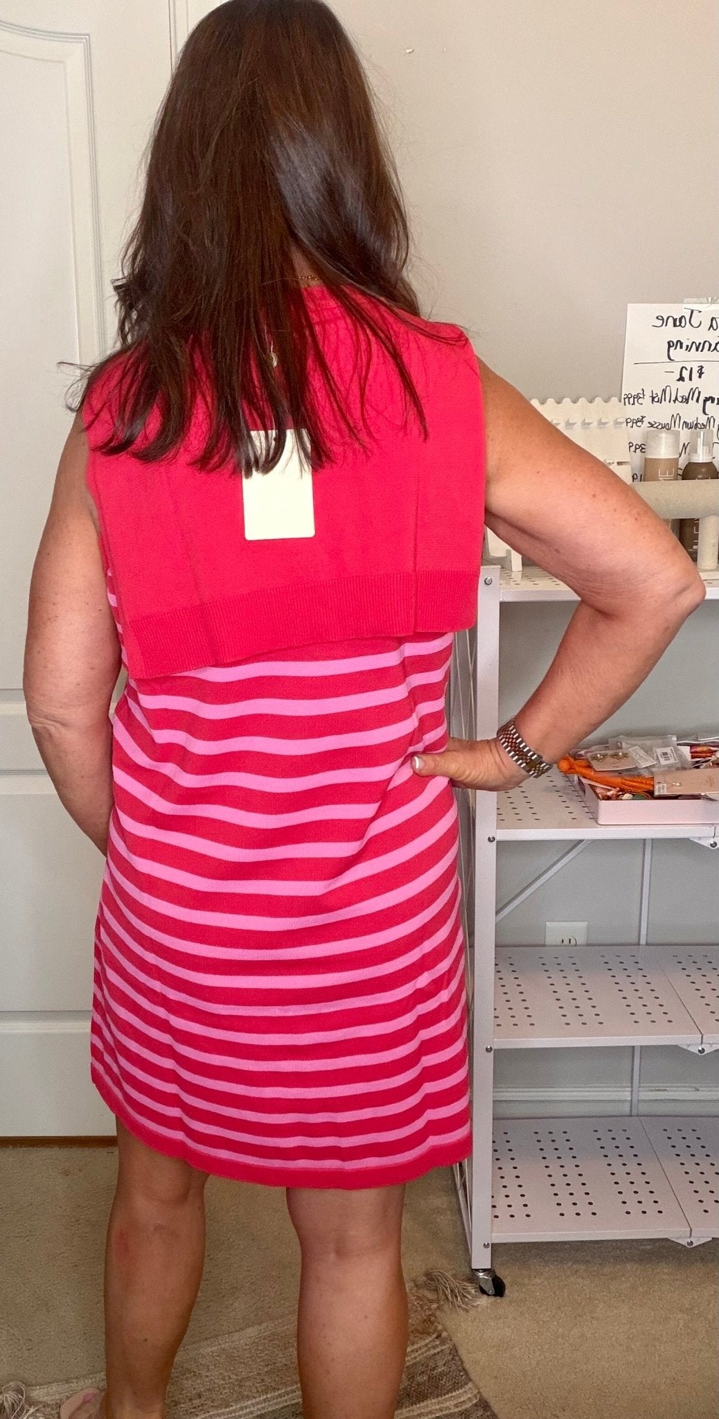 Knit Scarf Tie Detail Dress - Red - Simply Pink Boutique