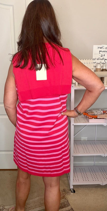 Knit Scarf Tie Detail Dress - Red - Simply Pink Boutique