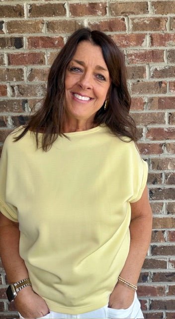 Lemonade Scuba Short Sleeve Top - Simply Pink Boutique