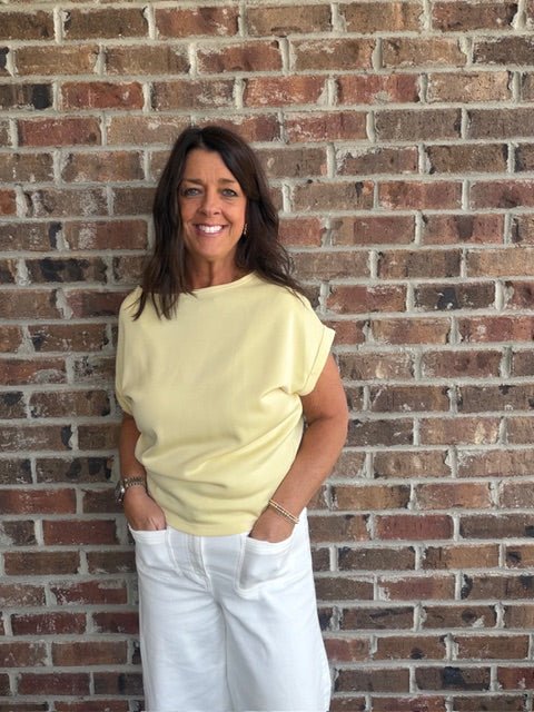 Lemonade Scuba Short Sleeve Top - Simply Pink Boutique