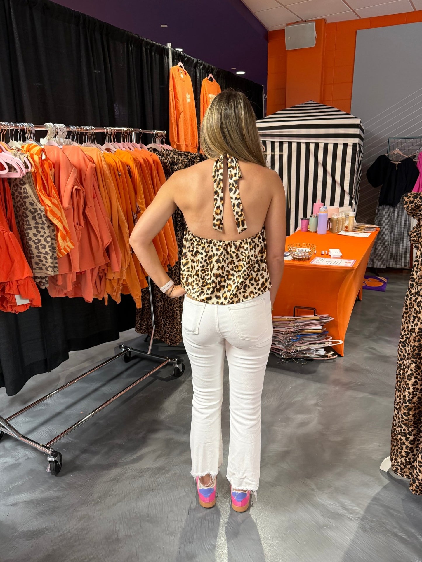 Leopard Print Cowl Halter Top - Simply Pink Boutique