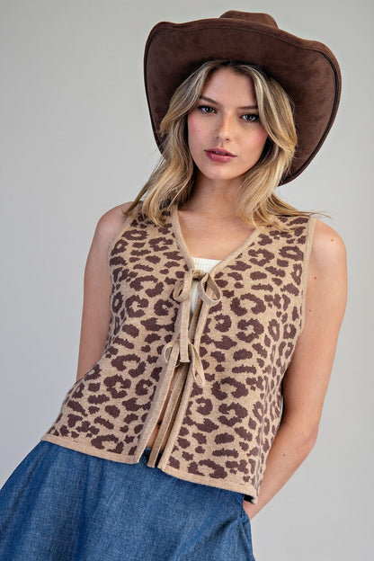 Leopard Print Sweater Vest - Simply Pink Boutique