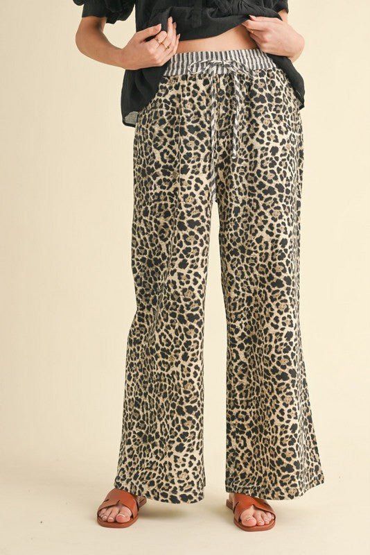 Leopard Print Wide Leg Pants - Simply Pink Boutique