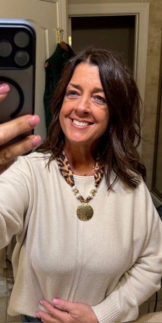 Leopard Scarf Necklace Closed Circle - Simply Pink Boutique