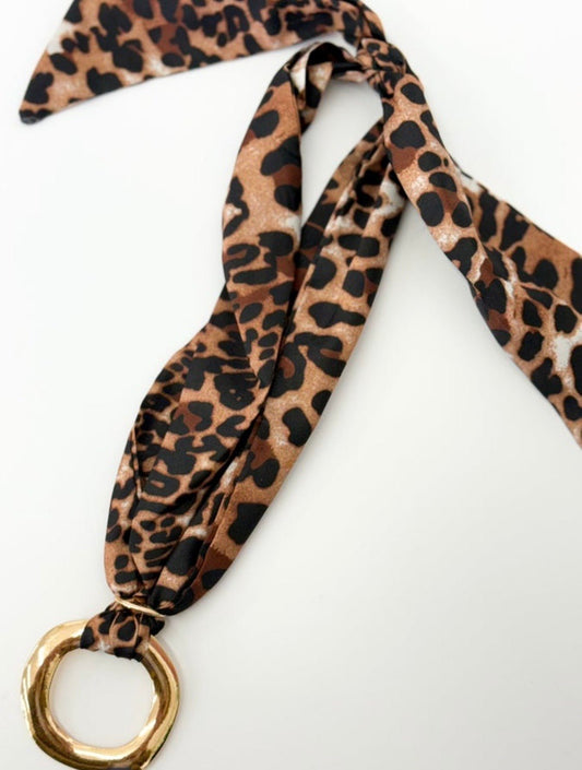 Leopard Scarf Necklace Open Face - Simply Pink Boutique