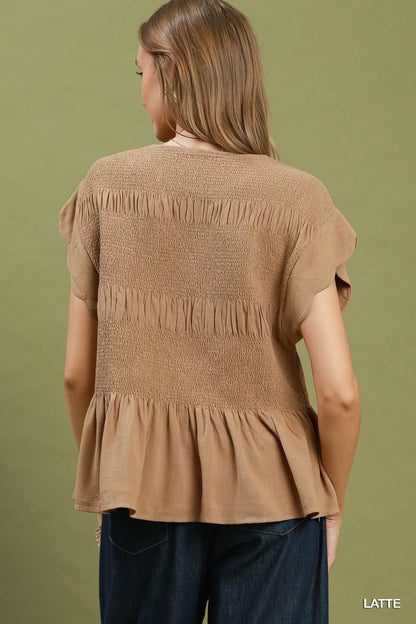 Linen Blend Scalloped Taupe Set - Simply Pink Boutique
