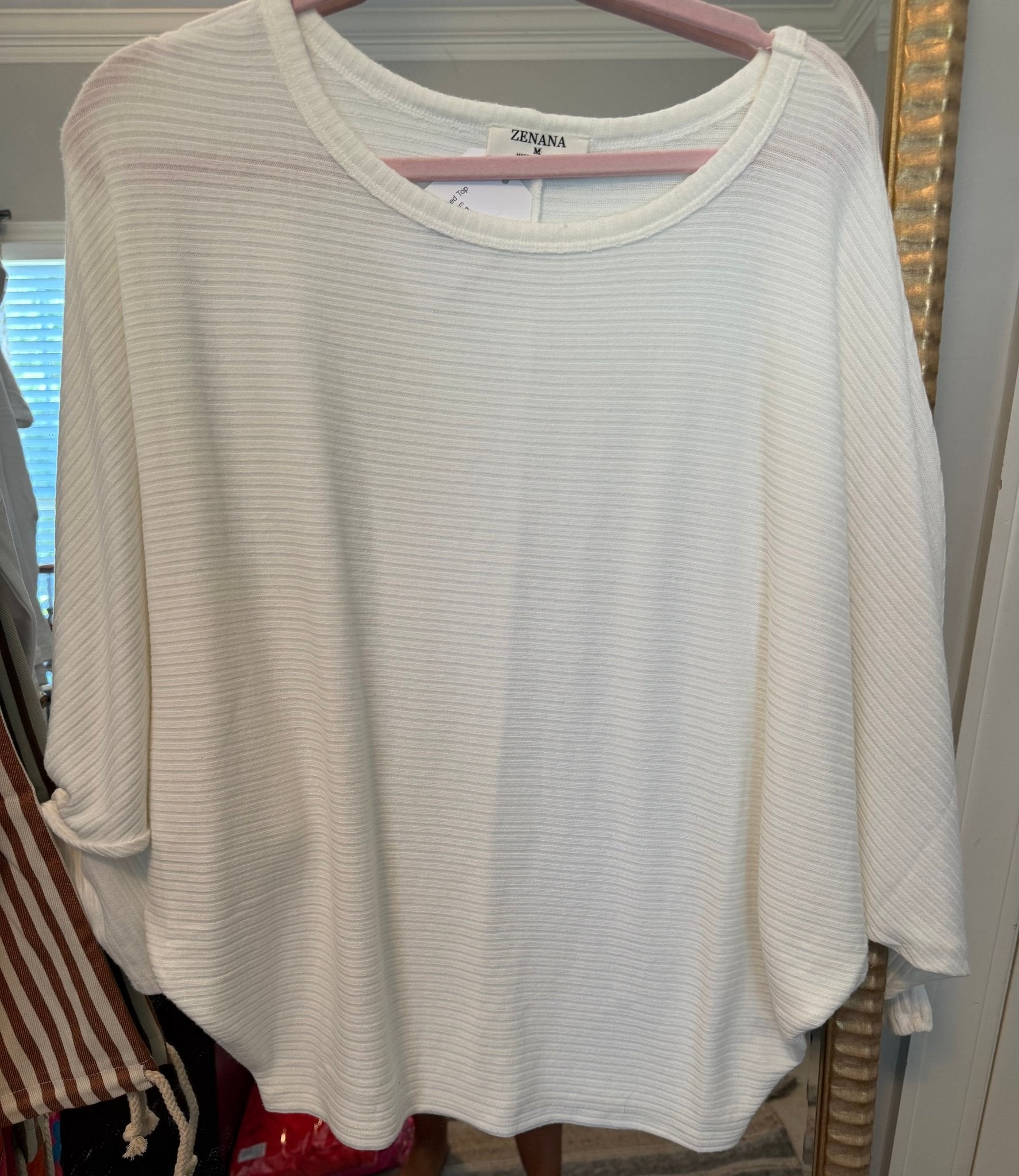 Off White Ribbed Top - Simply Pink Boutique