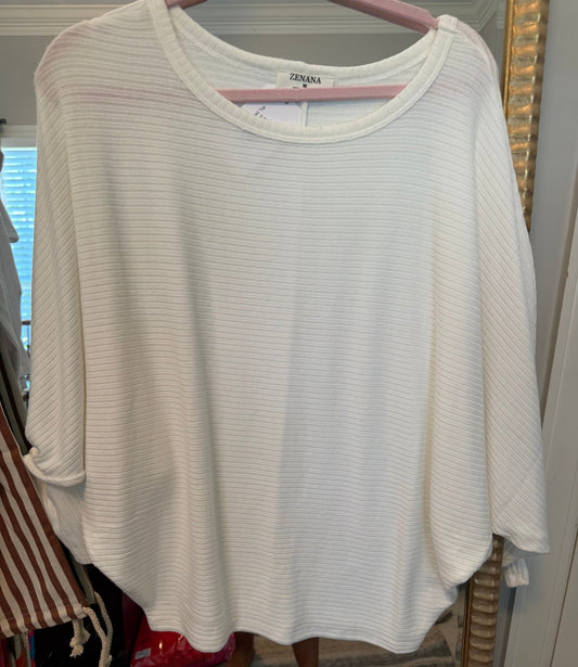 Off White Ribbed Top - Simply Pink Boutique