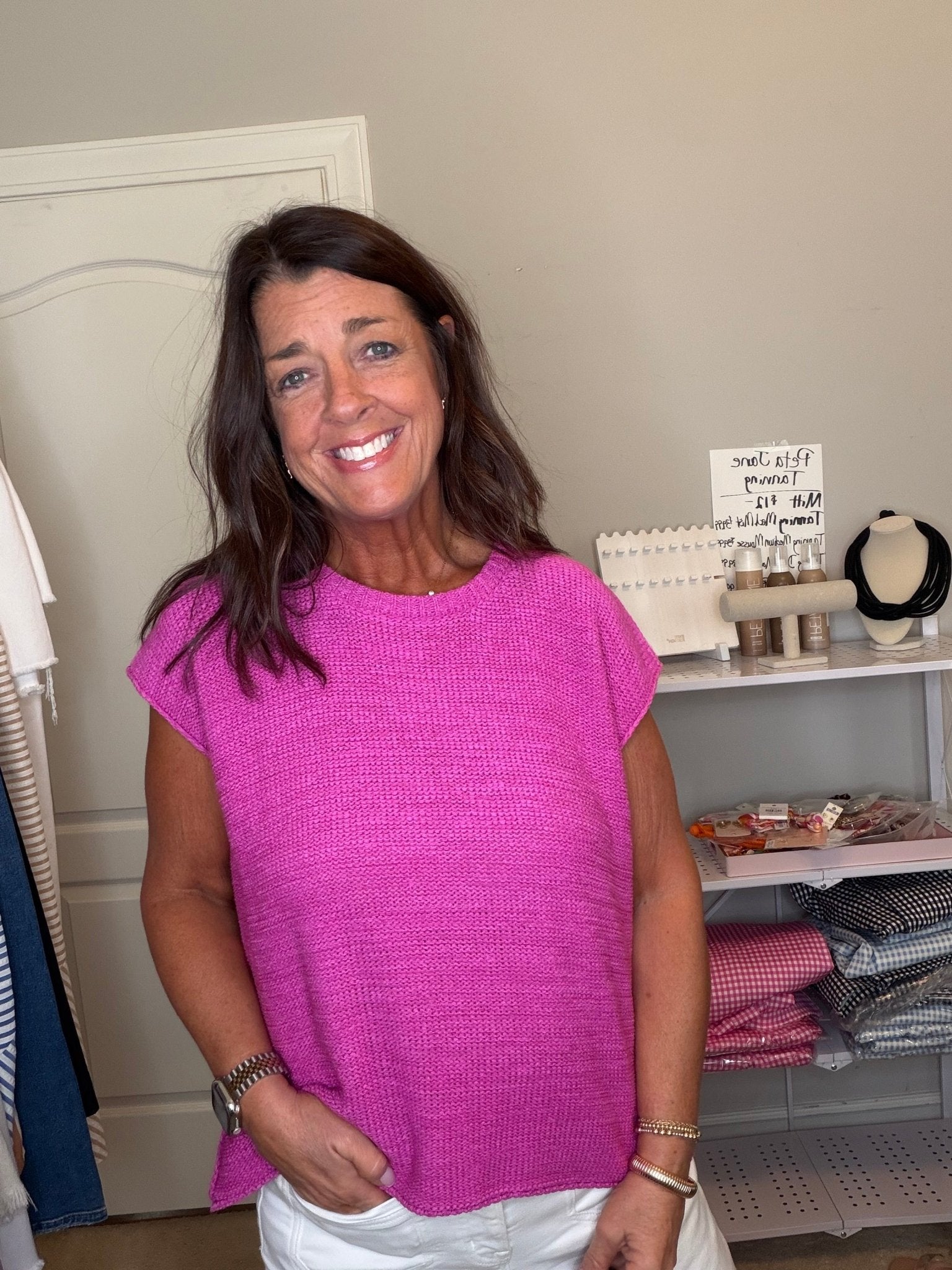 Oversized Crew Neck Sweater Top Pink - Simply Pink Boutique