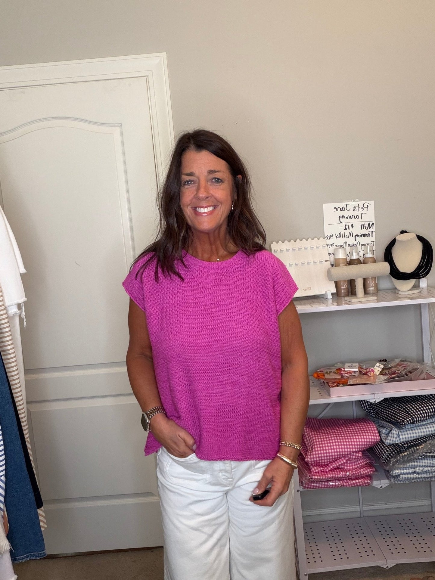 Oversized Crew Neck Sweater Top Pink - Simply Pink Boutique