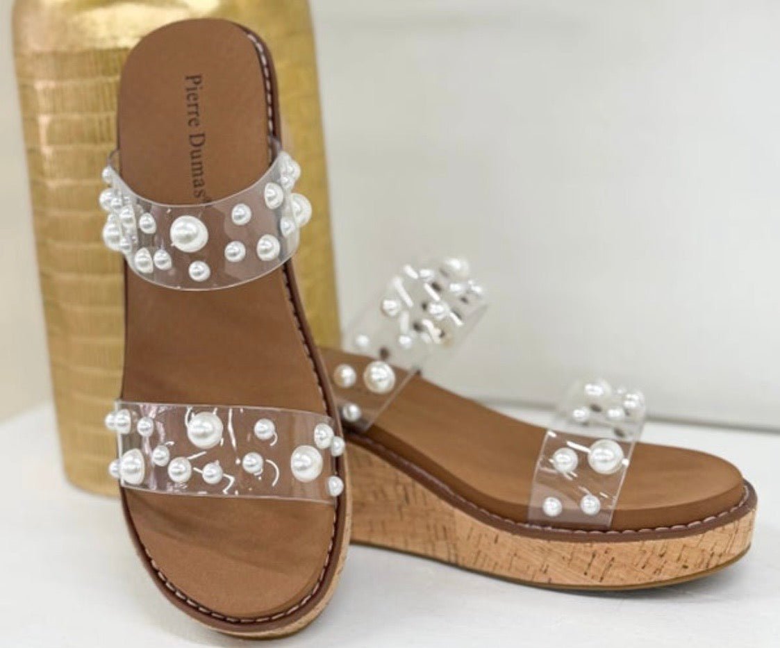 Pearl Strap Cork Wedge - Simply Pink Boutique