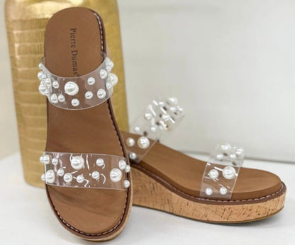 Pearl Strap Cork Wedge - Simply Pink Boutique
