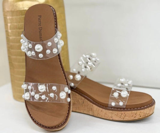 Pearl Strap Cork Wedge - Simply Pink Boutique