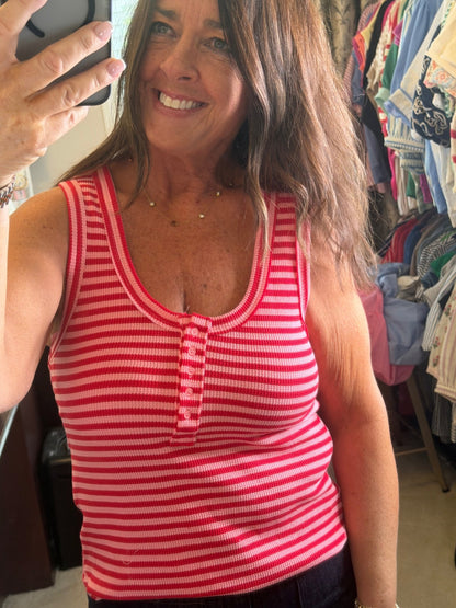 Pink/Red Stripe Tank Top - Simply Pink Boutique