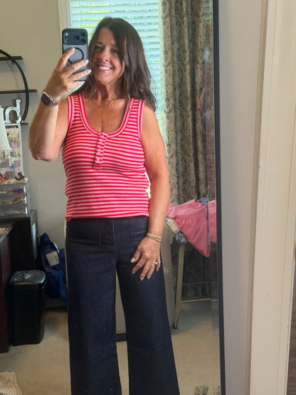 Pink/Red Stripe Tank Top - Simply Pink Boutique