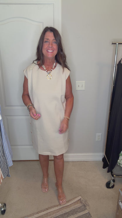 Buttoned Knit Midi Dress with Pockets