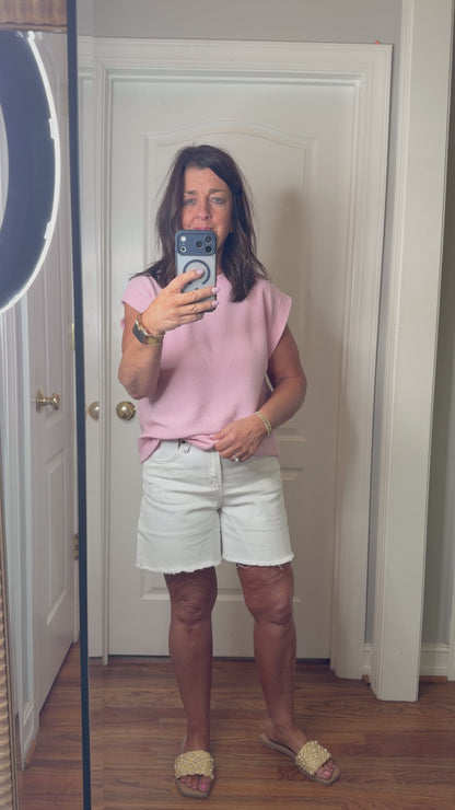 High Rise Distressed Frayed Hem Shorts