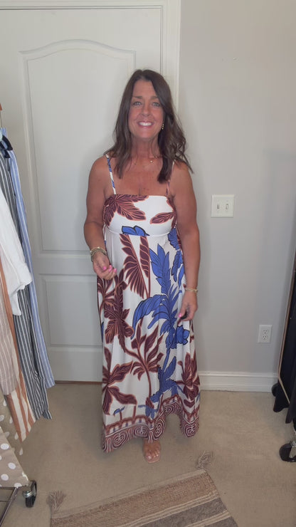 Botanical Print Maxi Dress