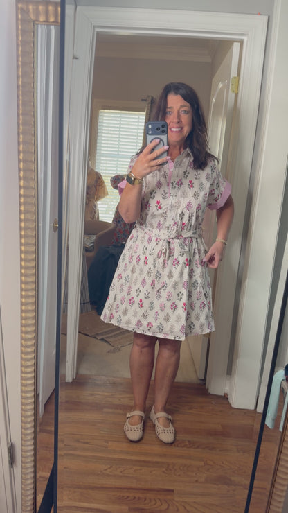 Collared Button Down Mini Dress