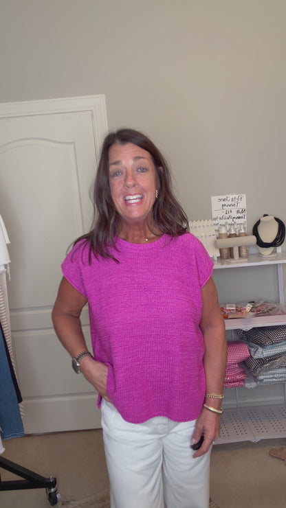 Oversized Crew Neck Sweater Top Pink