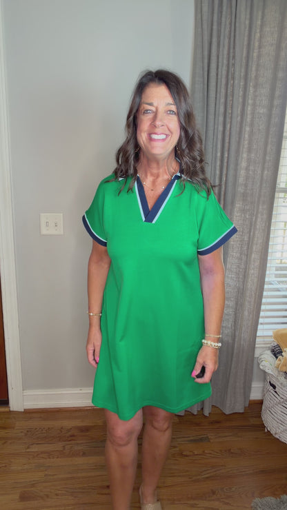 Green Contrast Dress