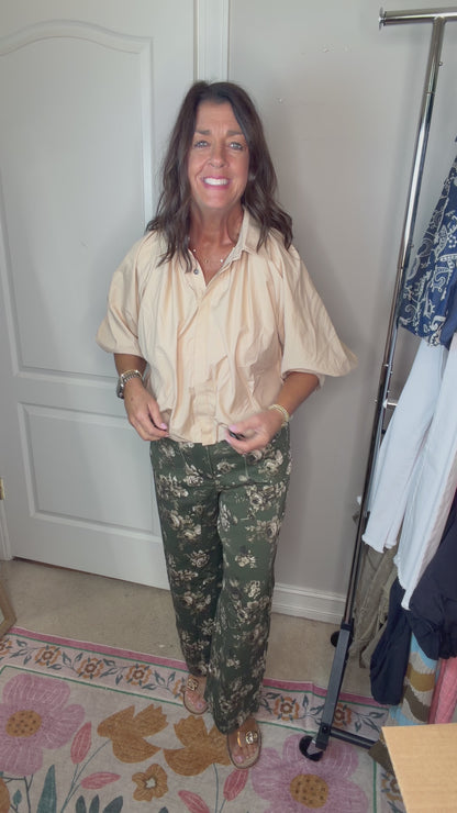 Umgee Floral Front Pocket Pants