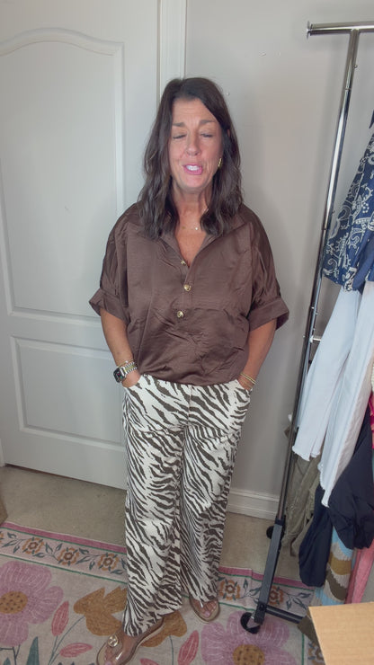 Zebra Print Wide Leg Pant