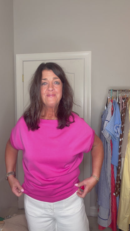 Hot Pink Scuba Short Sleeve Top