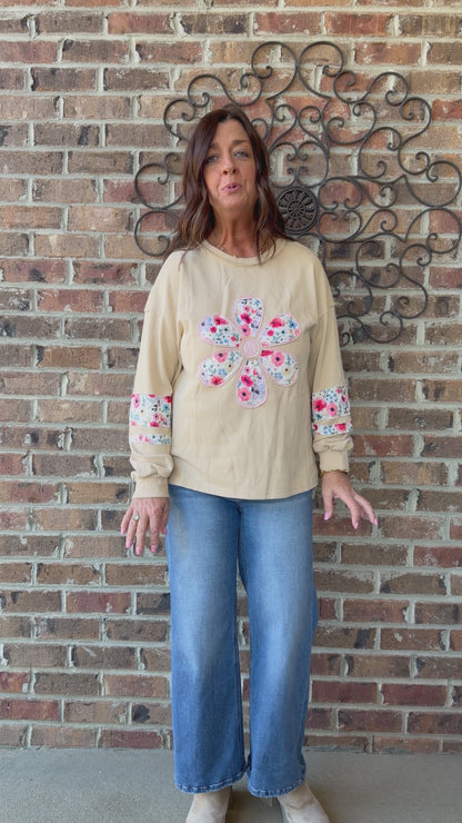 Cream Floral Patchwork Long Sleeve