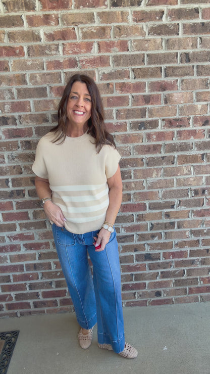 Beige Sleeveless Sweater Top