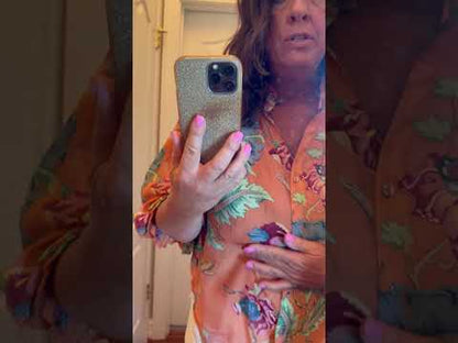 Coral Printed Button Down Top