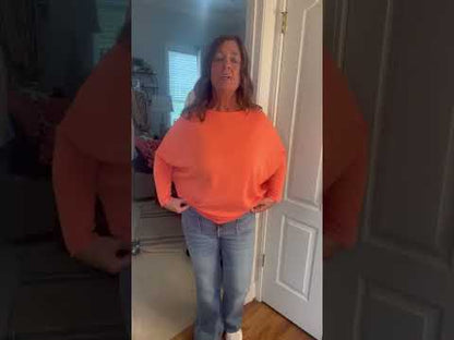Orange Scuba Fabric Dolman Sleeve Top Long Sleeve