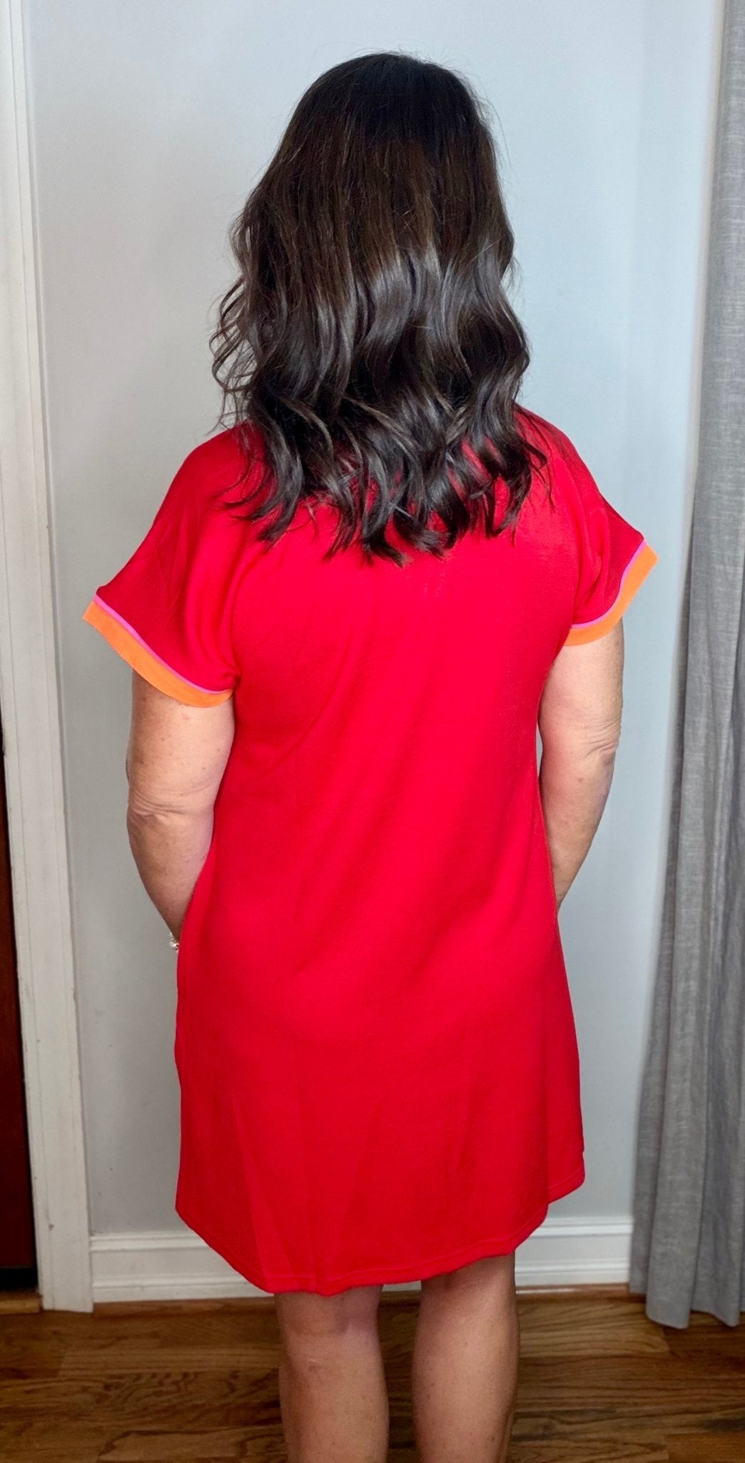 Red Mix Contrast Dress - Simply Pink Boutique