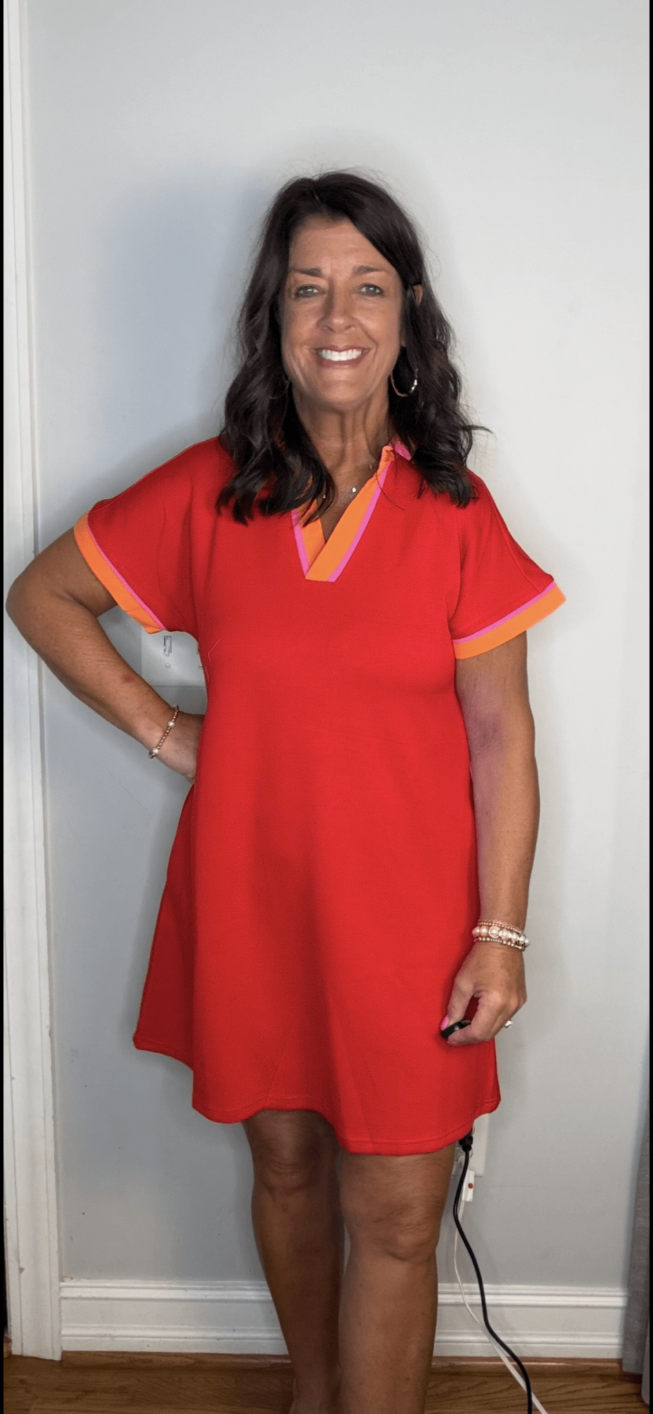 Red Mix Contrast Dress - Simply Pink Boutique