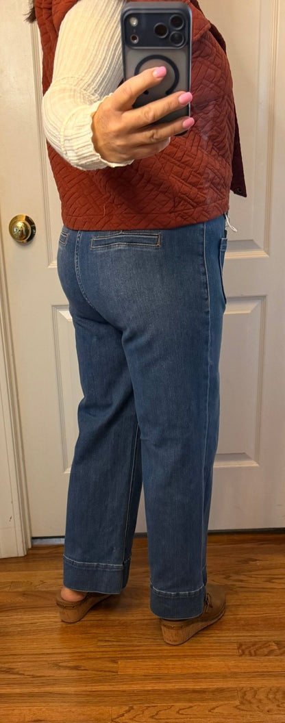 Risen High Rise Patch Pocket Crop Wide Leg Jean - Simply Pink Boutique