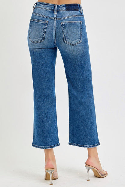 Risen Mid Rise Crop Wide Leg Jeans - Simply Pink Boutique