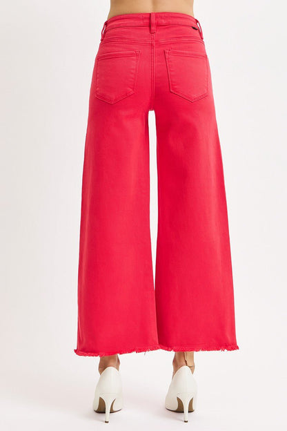 Risen Red Tummy Control Crop Wide Pants - Simply Pink Boutique
