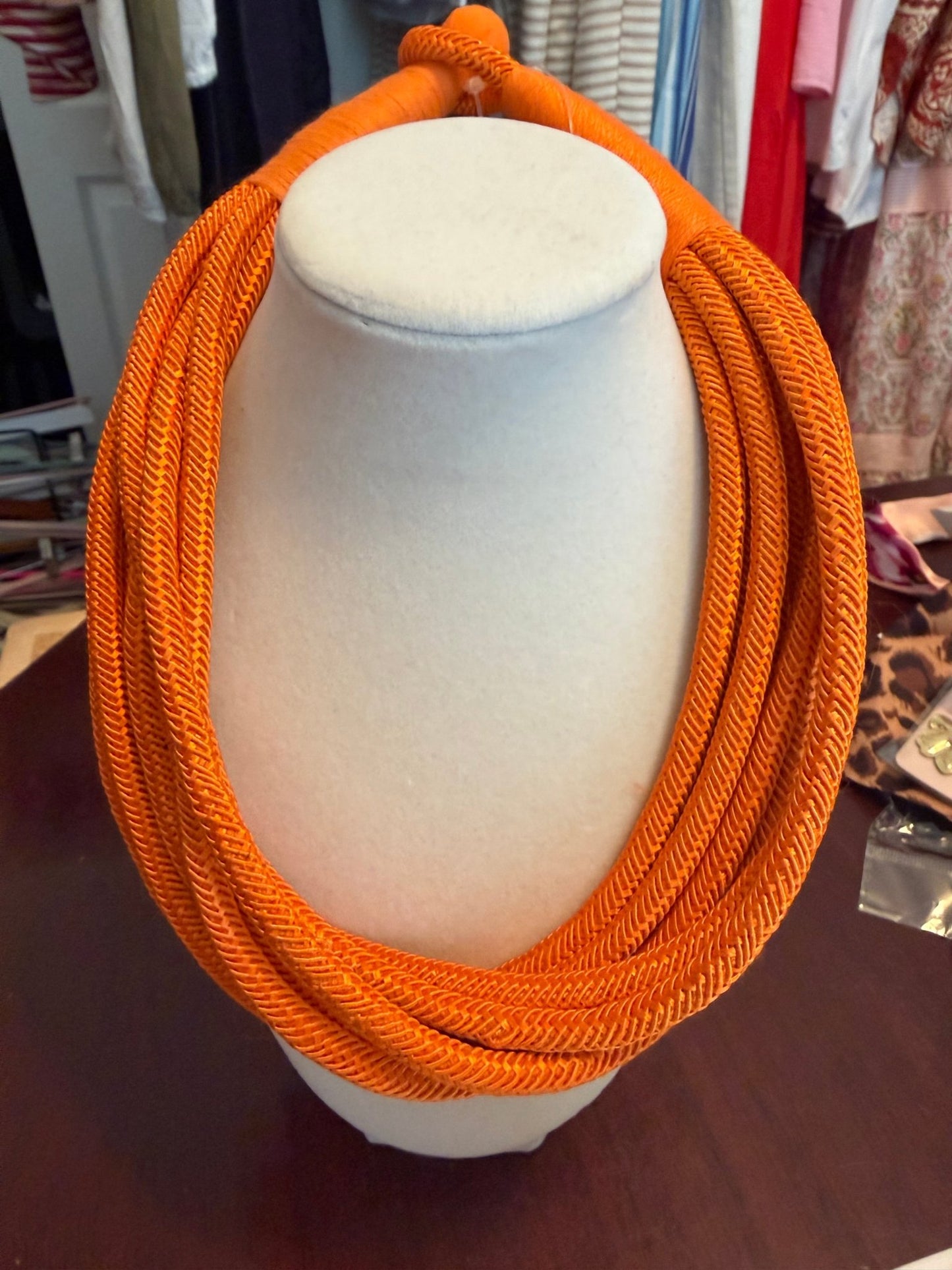 Rope Necklace - Orange - Simply Pink Boutique