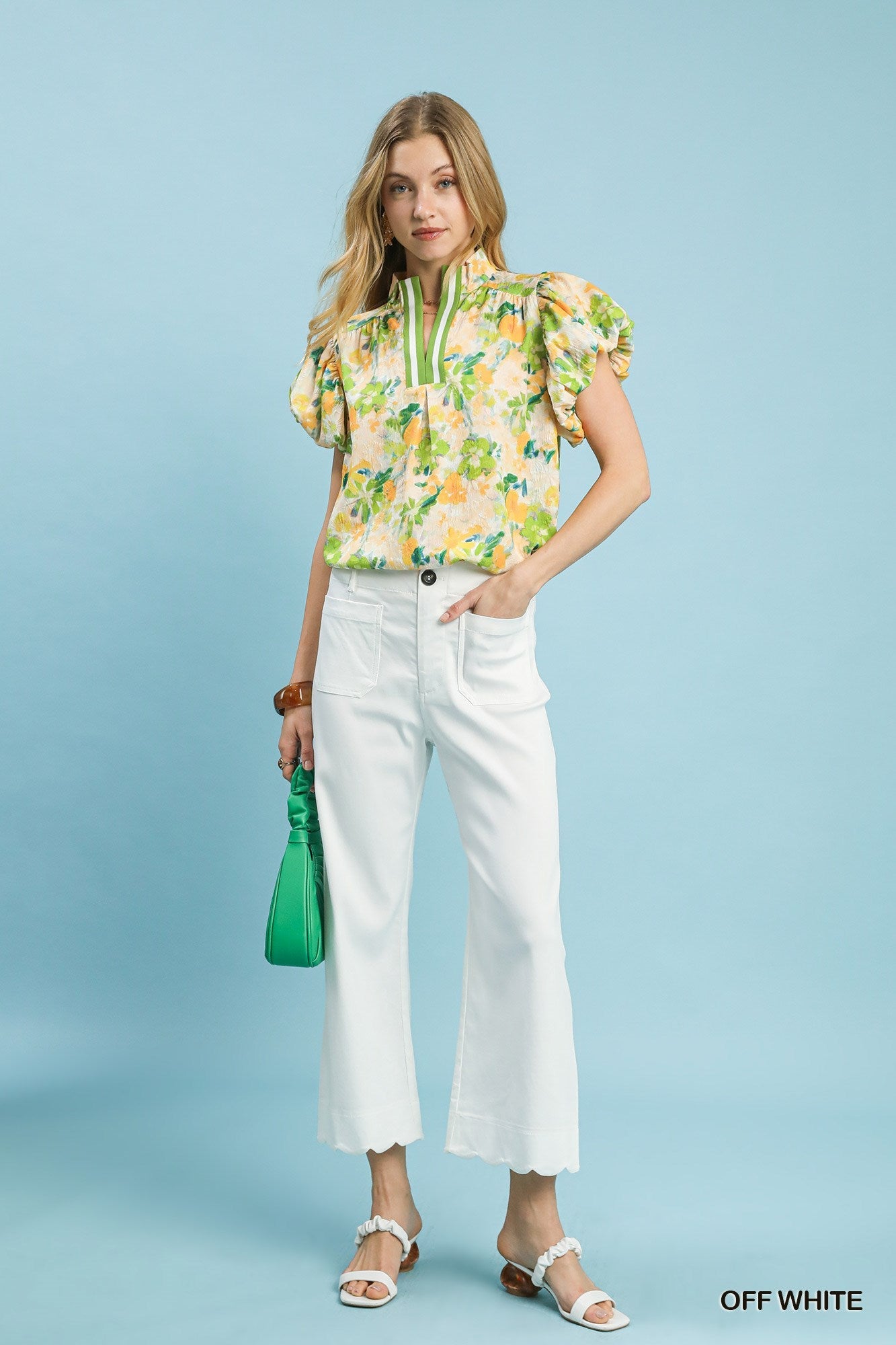Scallop Hem Wide Leg White Pants - Simply Pink Boutique