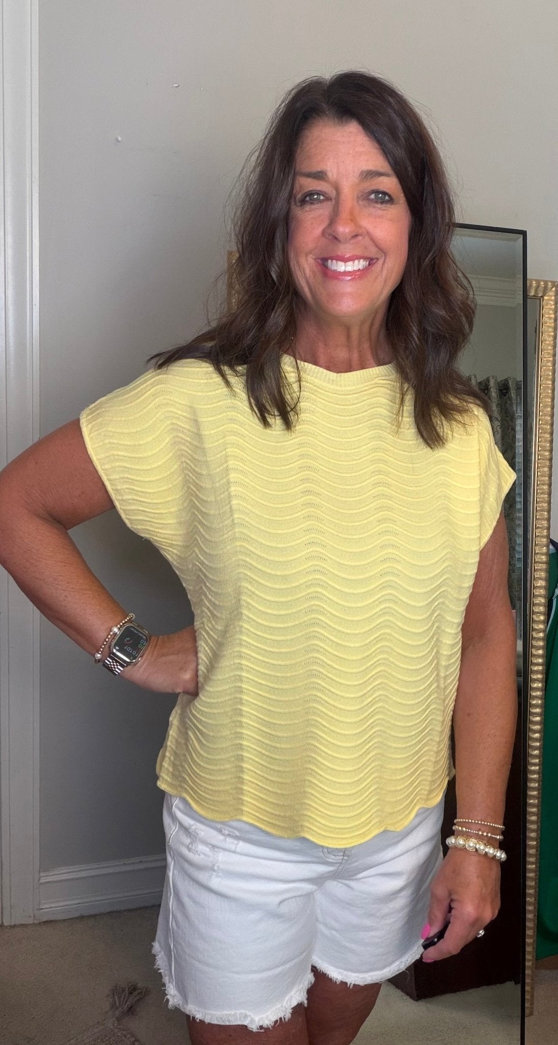 Scallop Pattern Top-Yellow - Simply Pink Boutique