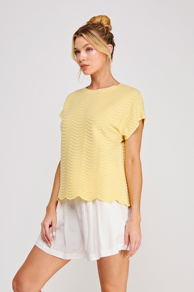 Scallop Pattern Top-Yellow - Simply Pink Boutique