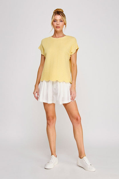 Scallop Pattern Top-Yellow - Simply Pink Boutique