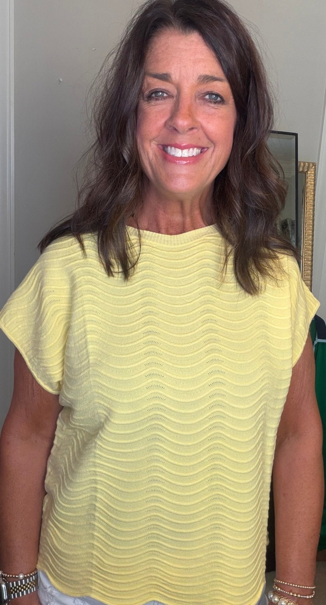 Scallop Pattern Top-Yellow - Simply Pink Boutique