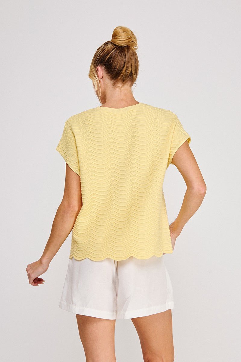Scallop Pattern Top-Yellow - Simply Pink Boutique