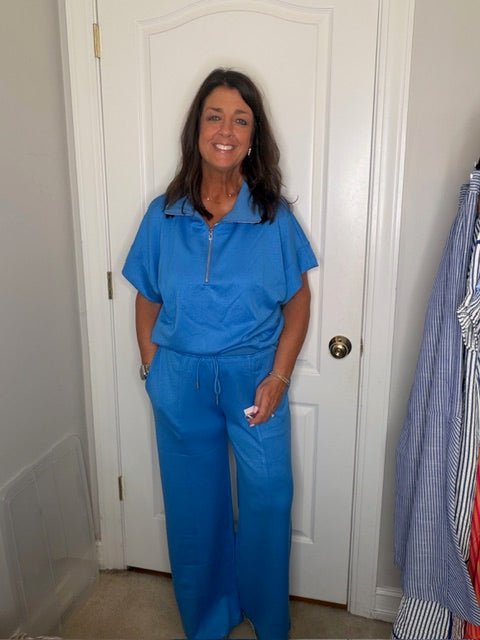 Short Sleeve Pant Set Royal Blue - Simply Pink Boutique